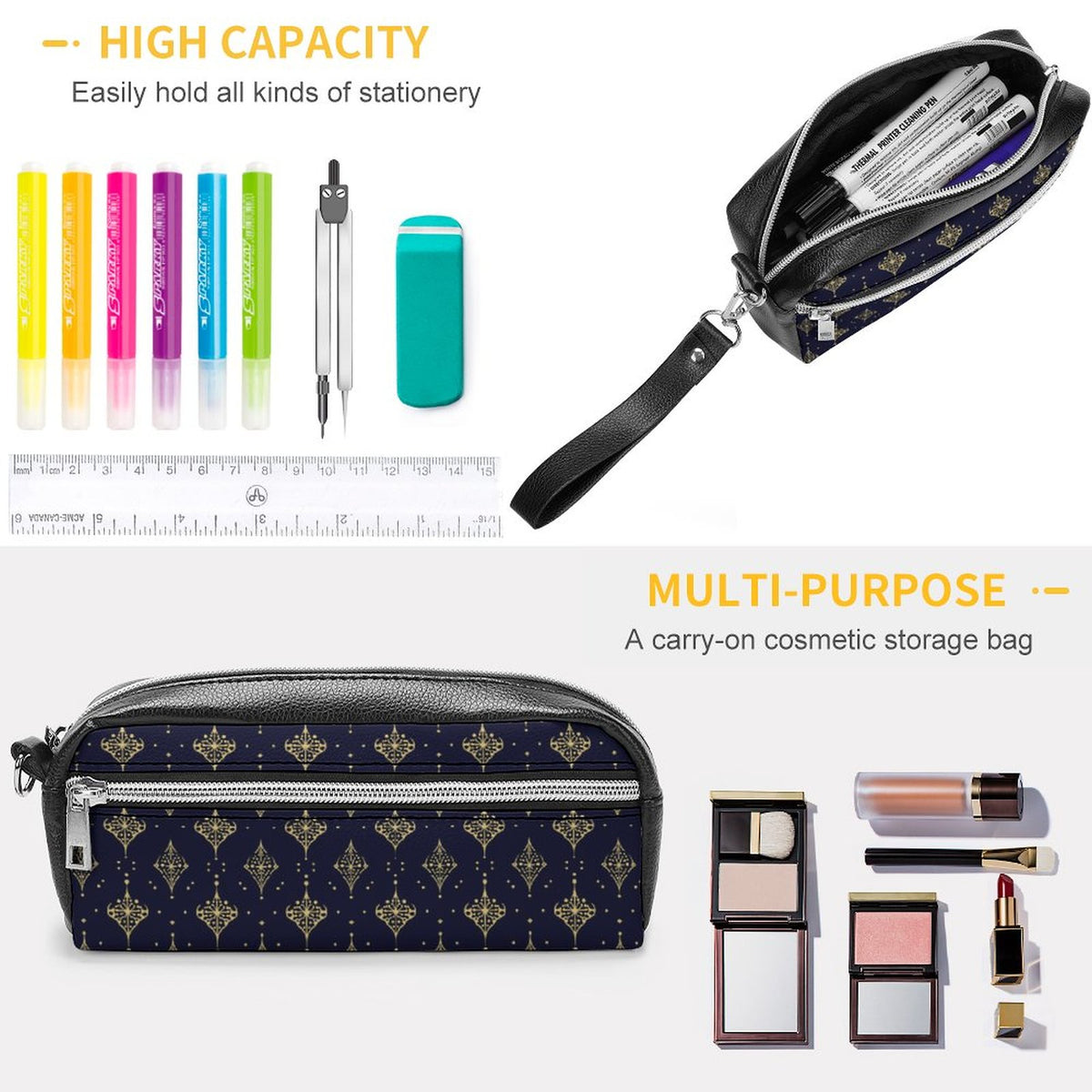 Versatile Cosmetic Bag & Pencil Case Pouch