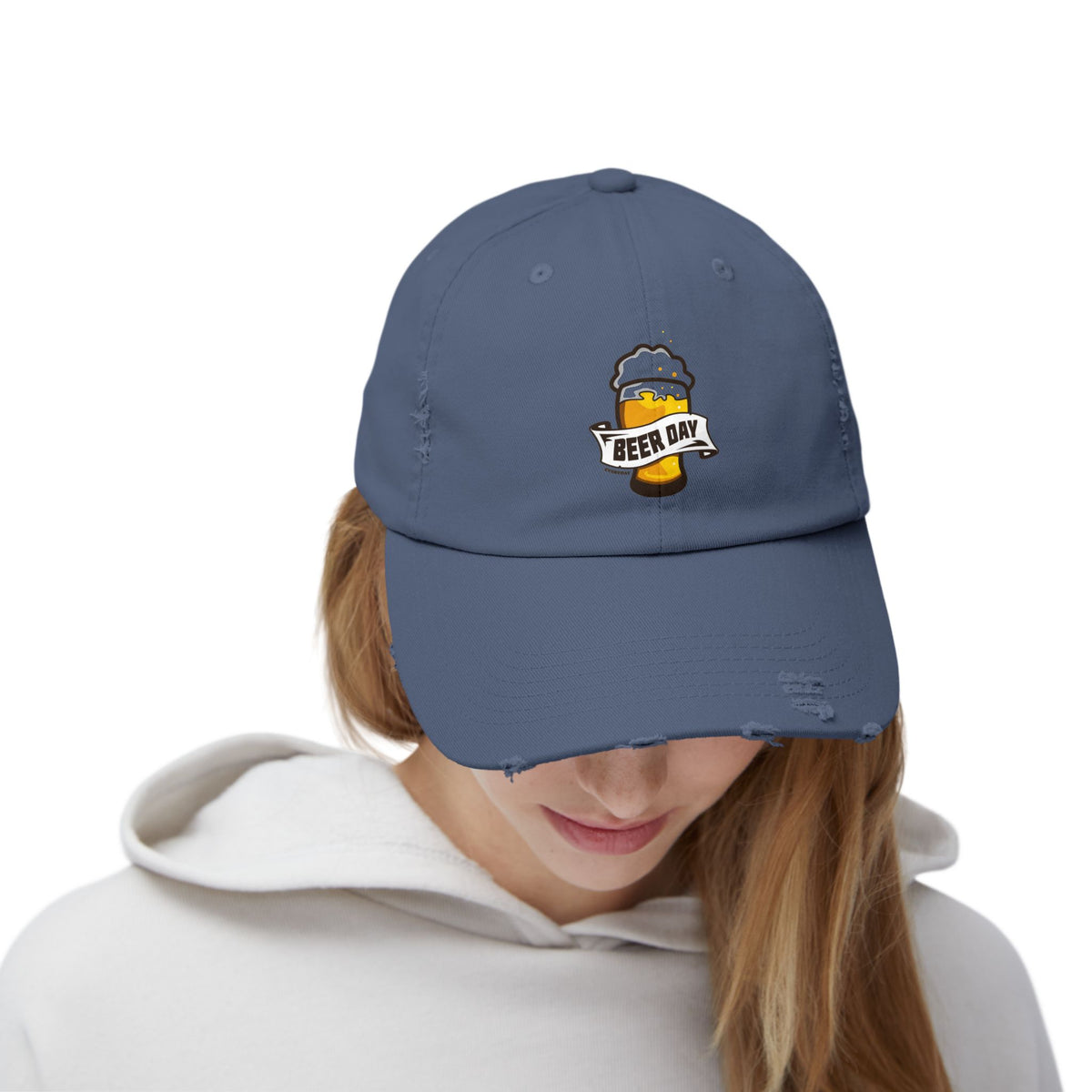 Beer Day Unisex Distressed Cap, Relaxed Fit Hat, Gift for Beer Lovers, Casual Fashion, Fun Party Accessory, Craft Beer Celebration