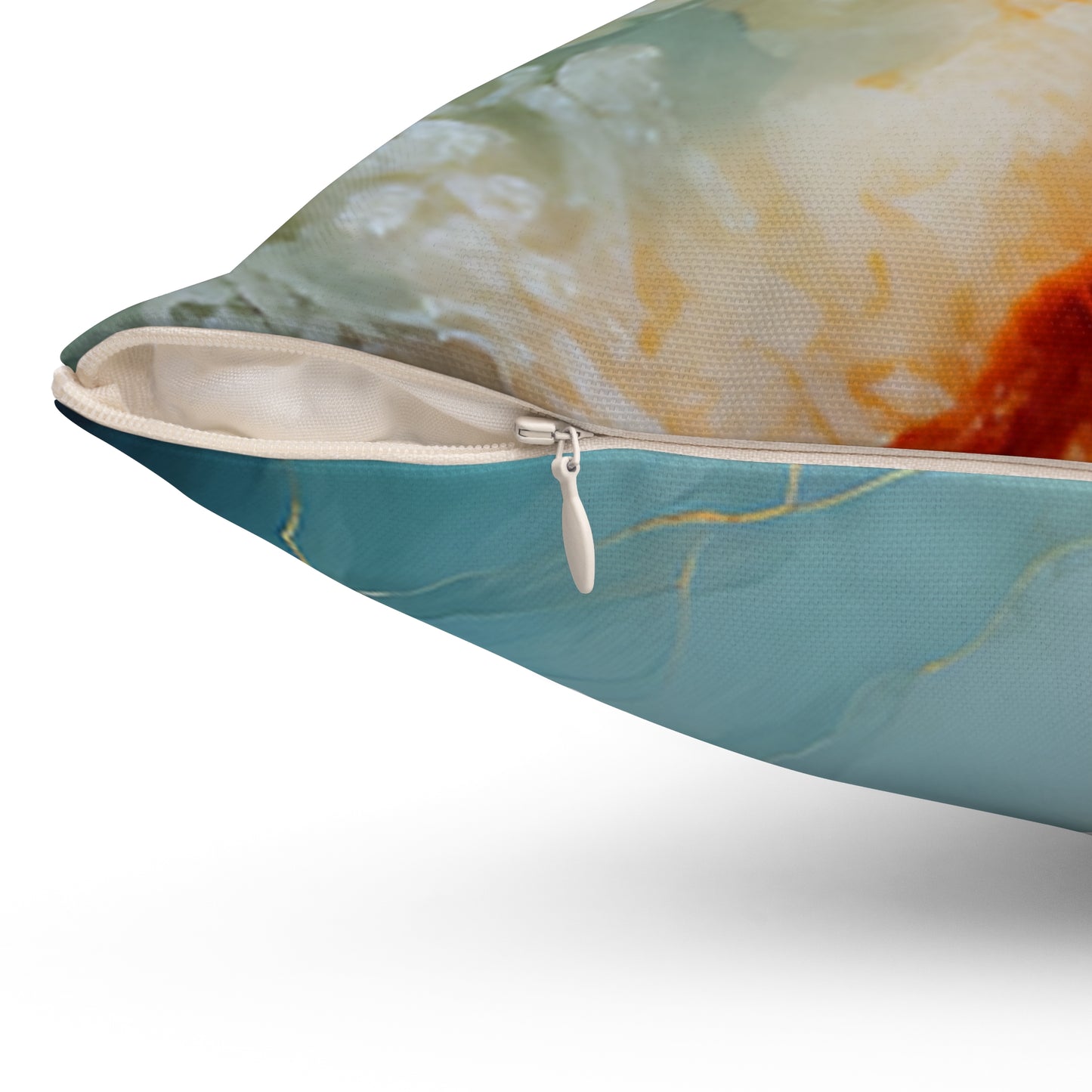 Blue & Gold Marble Decorative Pillow โ Turquoise Abstract Square Throw Pillow