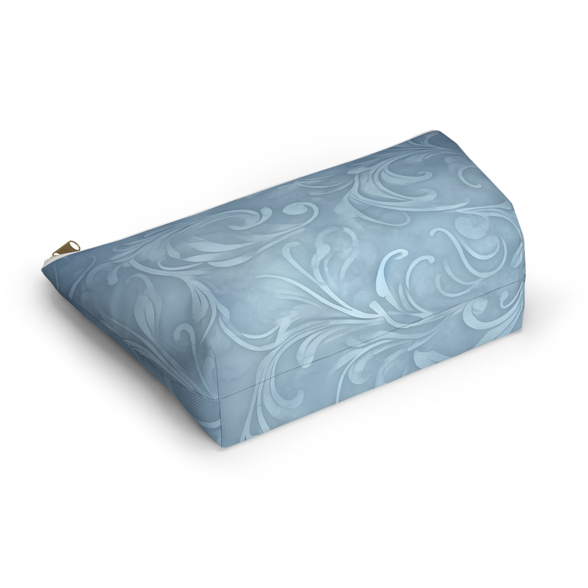 Blue Floral Swirl Accessory Pouch — T-Bottom Makeup & Travel Zip Bag