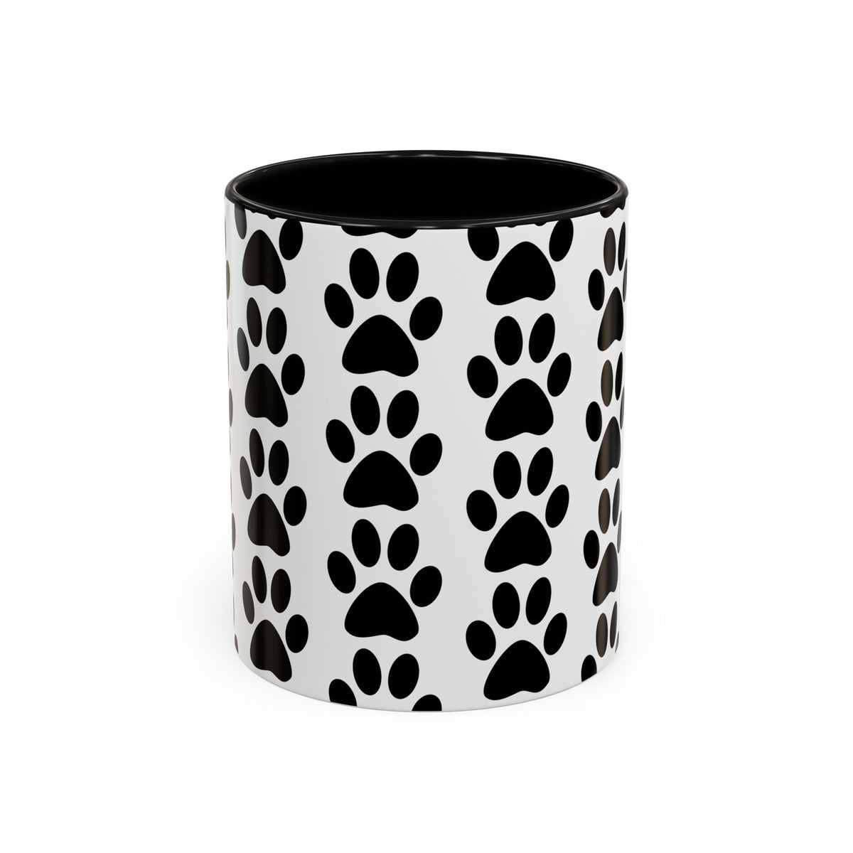 Paw Print Accent Coffee Mug - Dog Lover Gift, Black and White Pet Mug, Cute Animal Decor, Personalized Pet Owner Present, Coffee Tea Cup