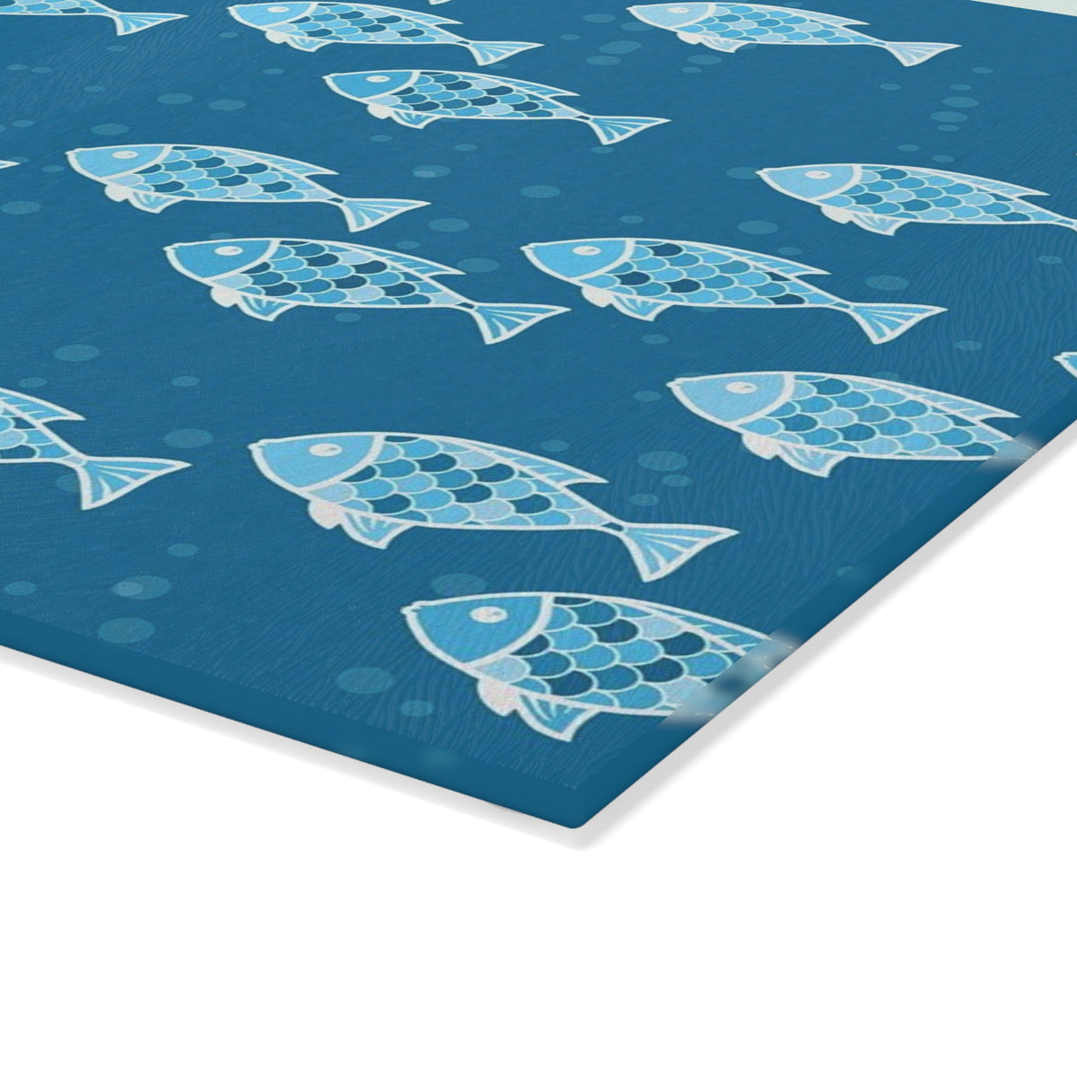Underwater Fish Glass Cutting Board, Unique Kitchen Decor, Gifts for Chefs, Beach House Accessory, Summer Party Essentials