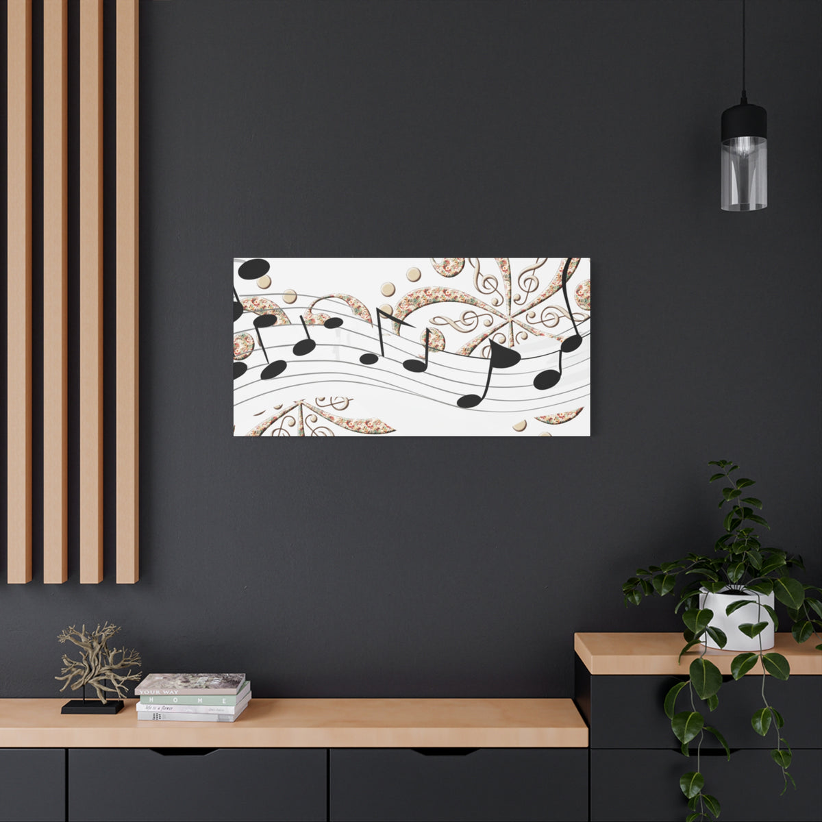Musical Note Canvas Art, Floral Decor for Home, Music Lover Gift, Wall Art for Musicians, Unique Gift Idea