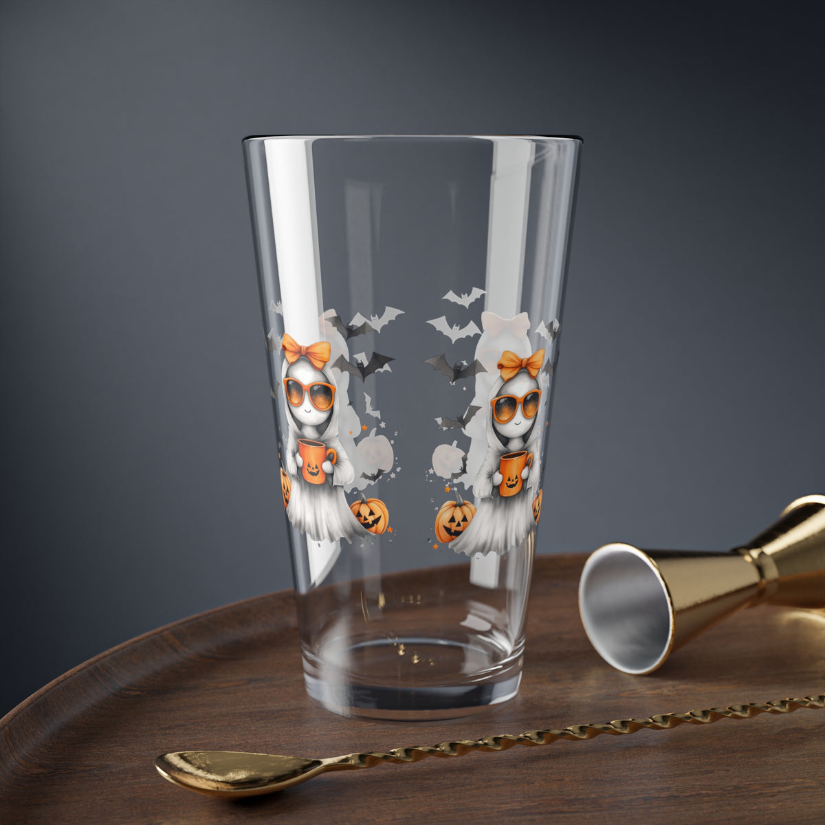 Halloween Mixing Glass, 16oz - Spooky Drinkware, Trick or Treat Glass, Halloween Decor, Fall Party Essentials, Unique Gift Idea