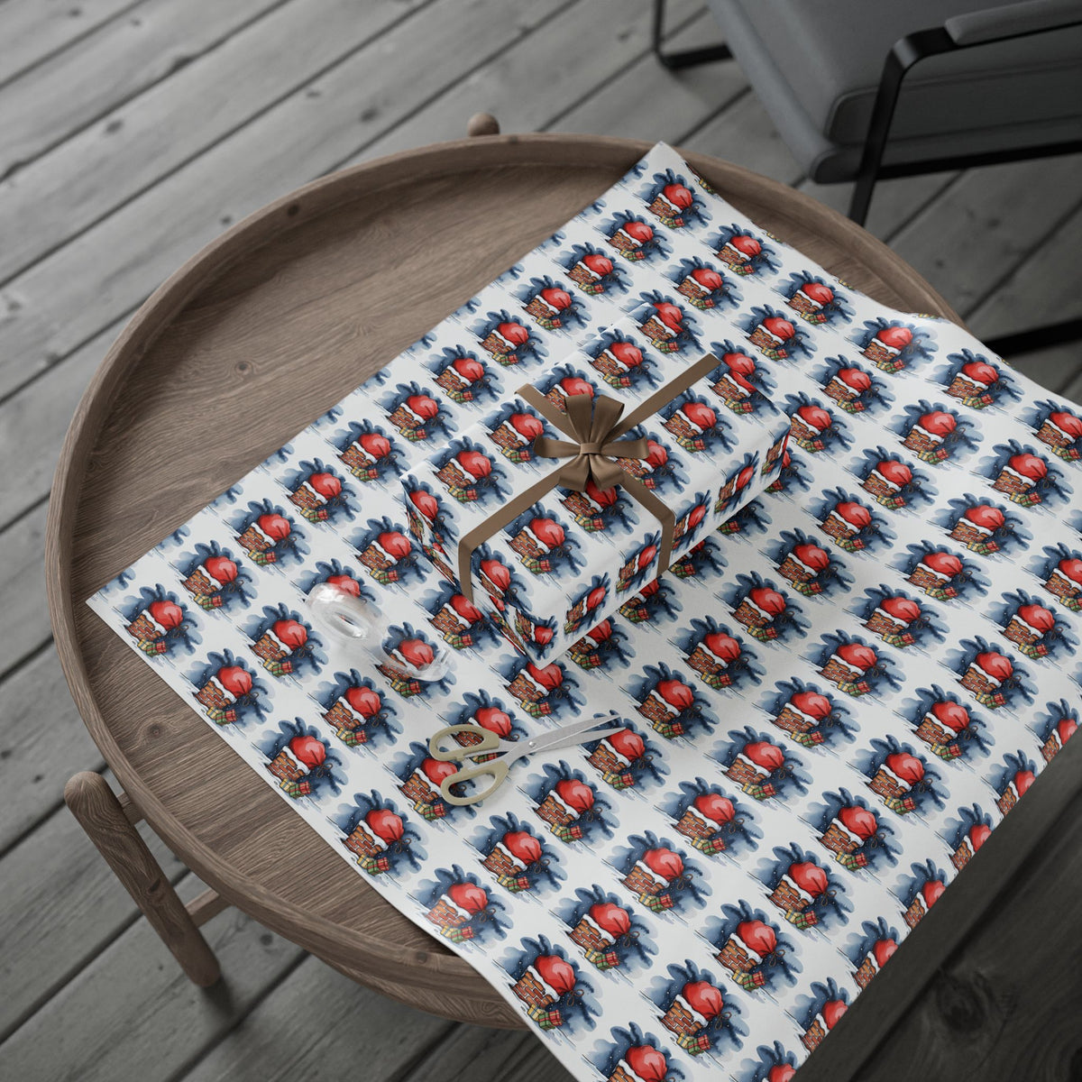 Wrapping Paper - Cute Cartoon Heart and Gift Pattern, Valentine’s Day & Birthday Gift Wrap