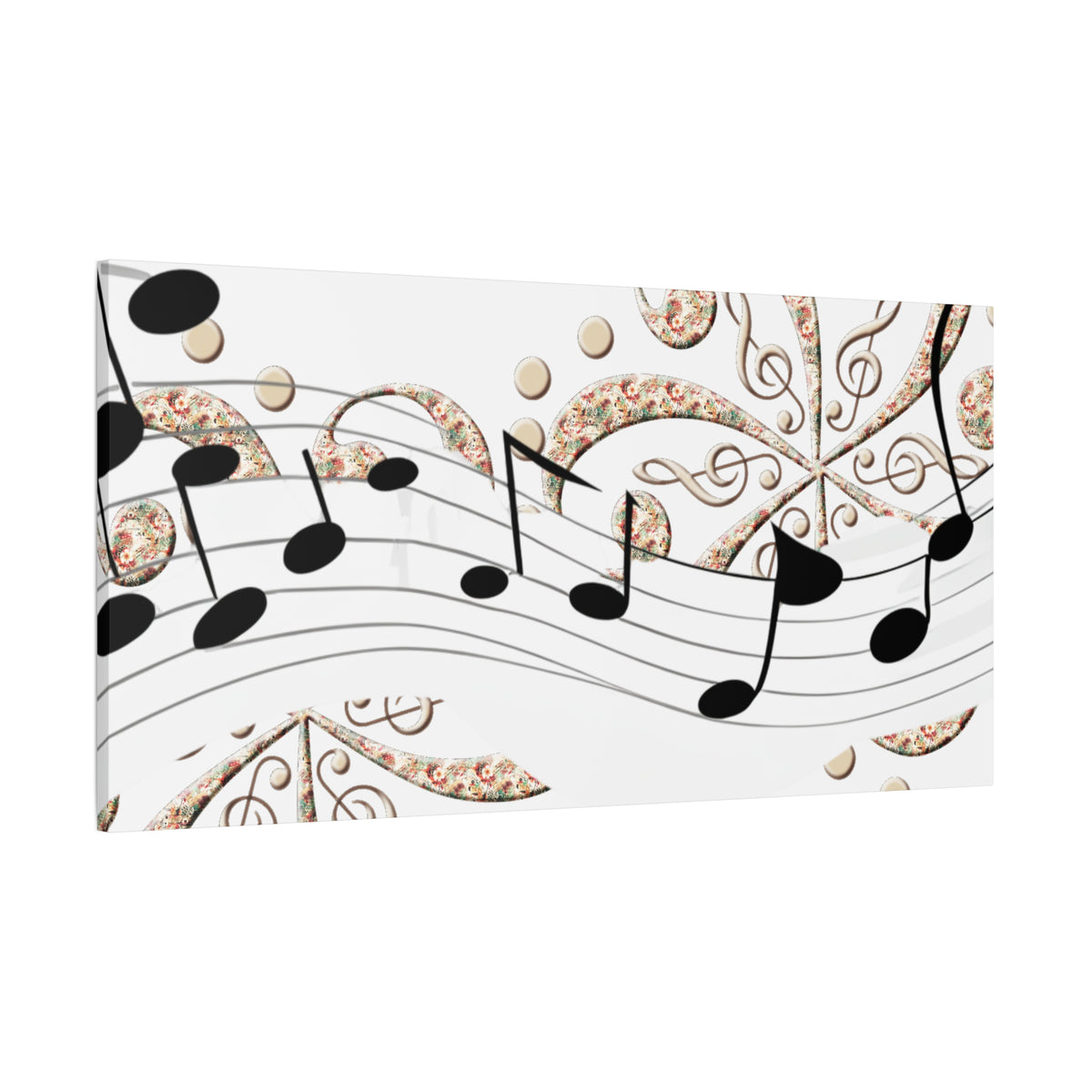 Musical Note Canvas Art, Floral Decor for Home, Music Lover Gift, Wall Art for Musicians, Unique Gift Idea
