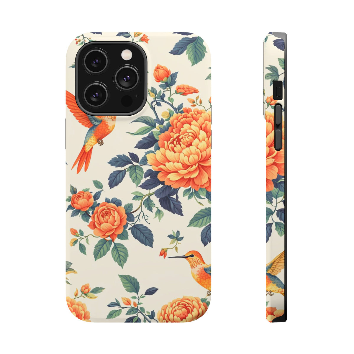 Floral Hummingbird Magnetic Phone Case — Impact-Resistant Protective Cover