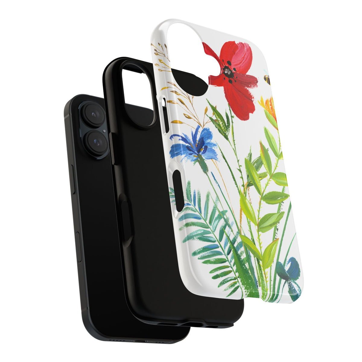 Floral Watercolor Tough Phone Case — Wildflower Bouquet Protective Cover