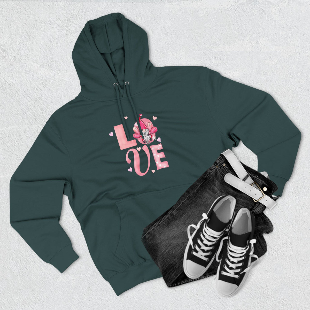 Love Blossom Hoodie — Pink Floral "LOVE" Graphic Fleece Hoodie