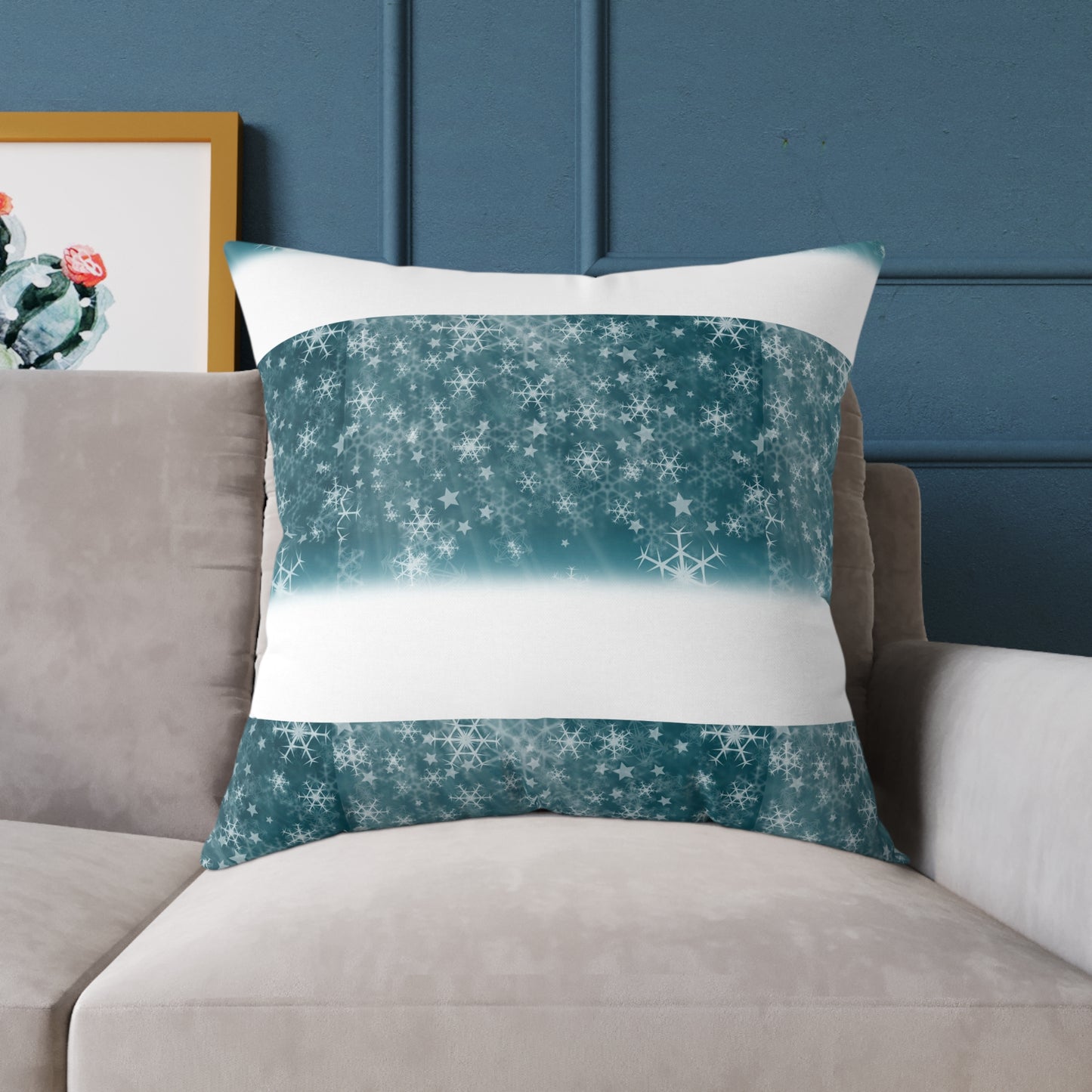 Starfield Stripe Square Pillow — Teal Sparkle Decorative Throw Pillow