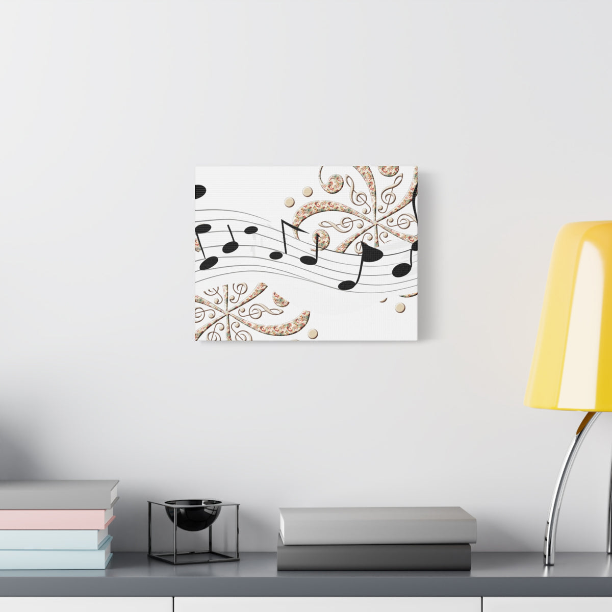 Musical Note Canvas Art, Floral Decor for Home, Music Lover Gift, Wall Art for Musicians, Unique Gift Idea