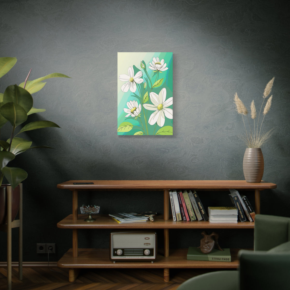 Matte Canvas, Stretched, 1.25" White Flowers