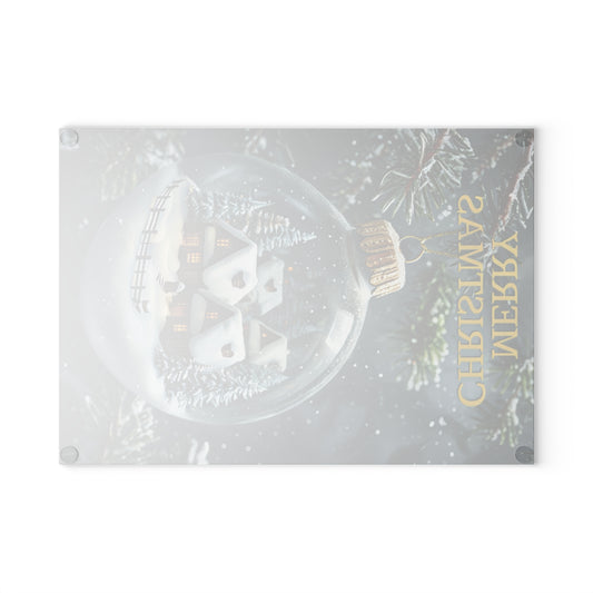 Christmas Ornament Glass Cutting Board — Merry Christmas Holiday Kitchen Decor