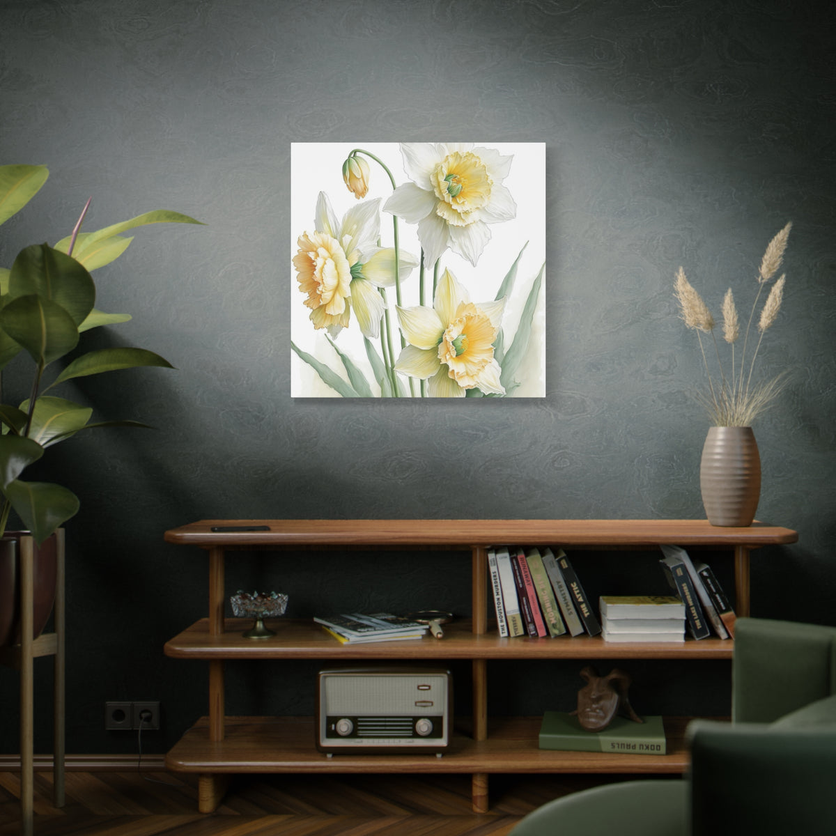 Matte Canvas, Stretched, 1.25" beautiful flowers white and yellow.