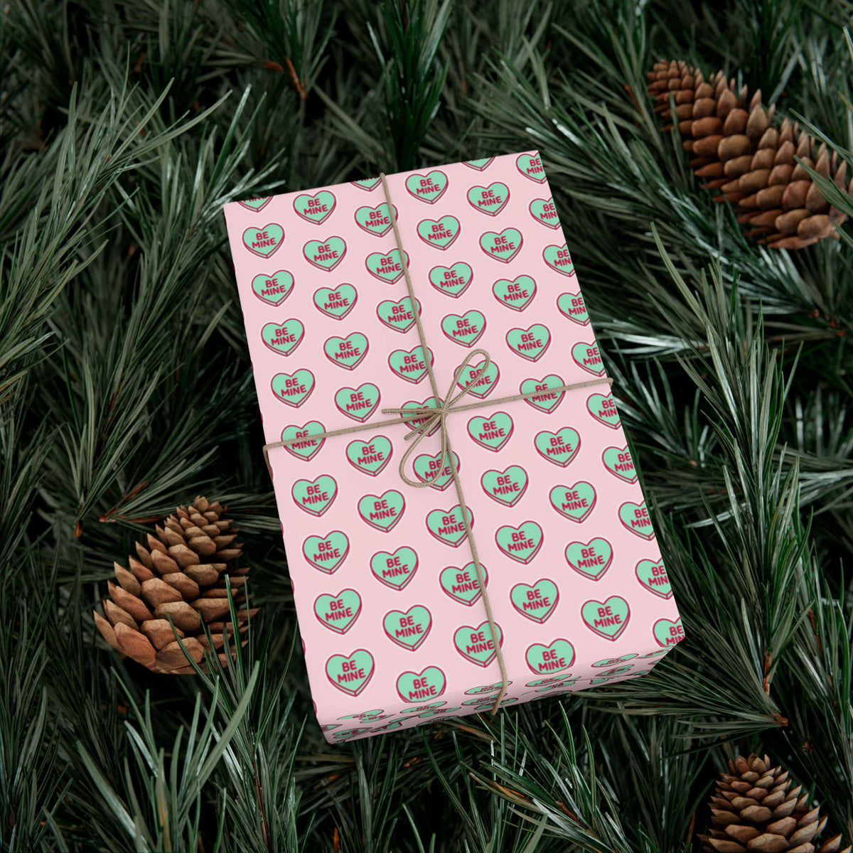 Valentine 'Be Mine' Heart Gift Wrap Paper – Pink Romantic Wrapping Sheets