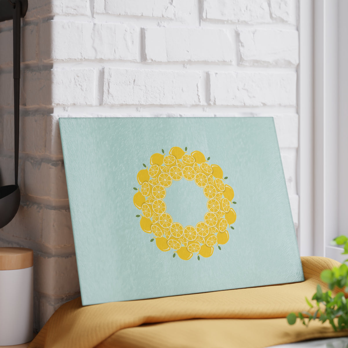 Lemon-Themed Glass Cutting Board | Kitchen Decor, Gift for Chefs, Foodie Present, Summer Cooking, Home & Garden