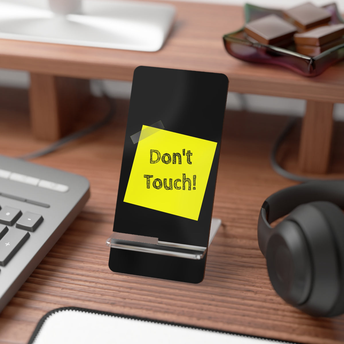 Phone Stand — 'Don't Touch!' Acrylic Mobile Display Stand