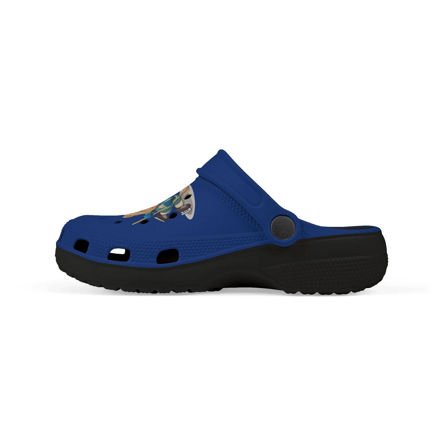 Kids Hockey Bear EVA Foam Clogs — Blue All-Over-Print Slip-On Shoes