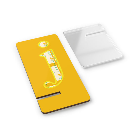 Yellow Monogram 'J' Phone Stand – Floral Initial Mobile Display