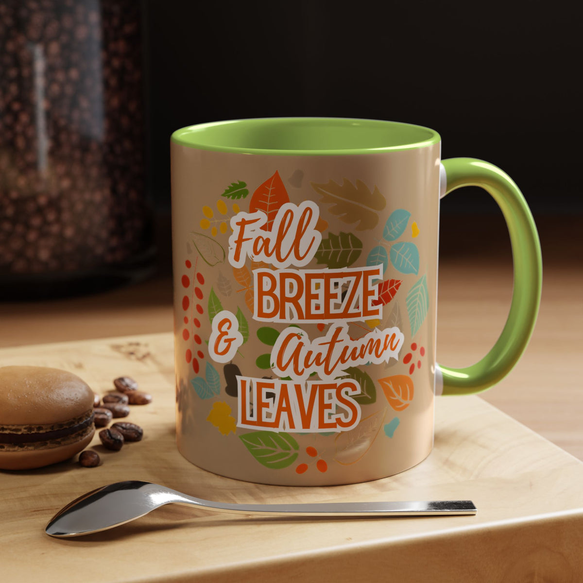 Fall Breeze & Leaves Coffee Mug, Autumn Mug, Seasonal Drinkware, Cozy Kitchen Decor, Perfect Gift for Fall Lovers