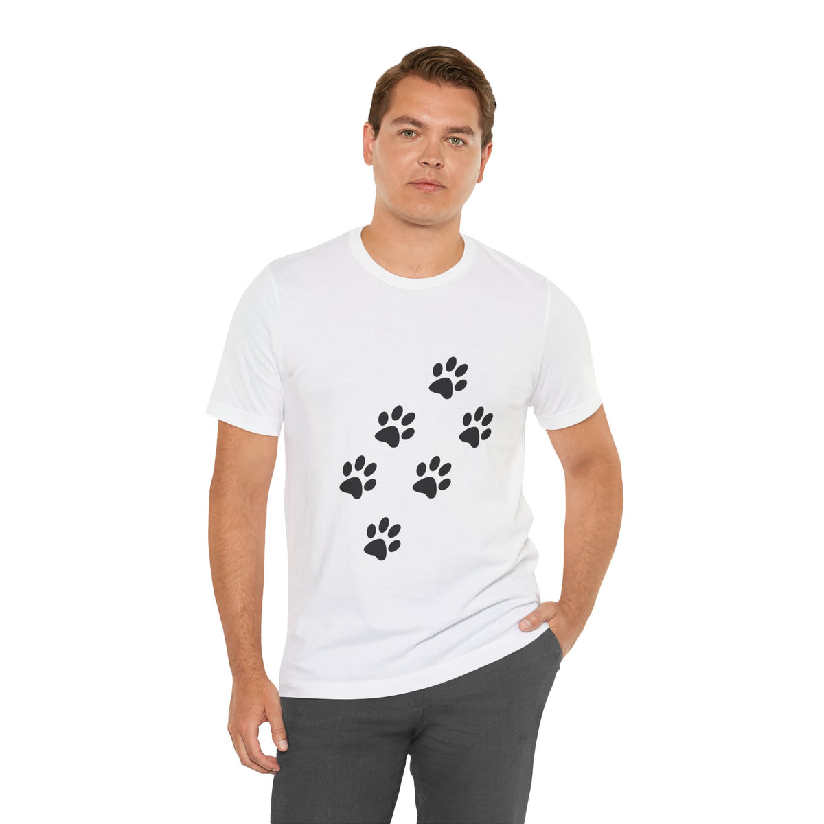 Paw Print Short Sleeve Tee | Unisex Animal Lover Shirt, Pet Owner Gift, Casual Wear, Gifts for Dog Lovers, Comfortable T-Shirt