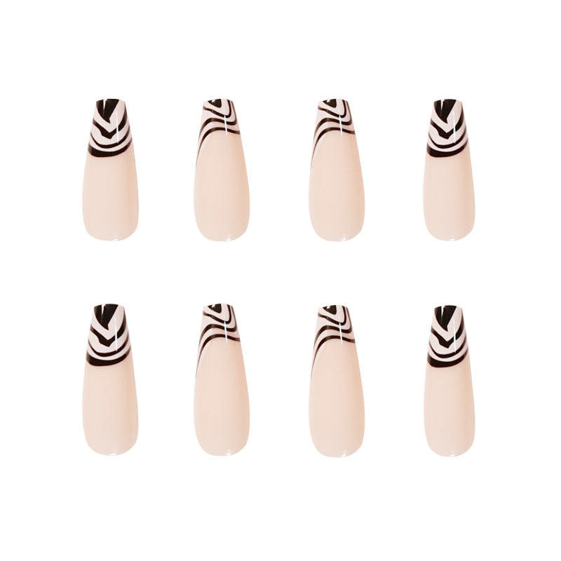 Black and white markings French False nail Wear Nail Art Finished Fake Nail Nail Patch Nail Patch 365nails – Image 5