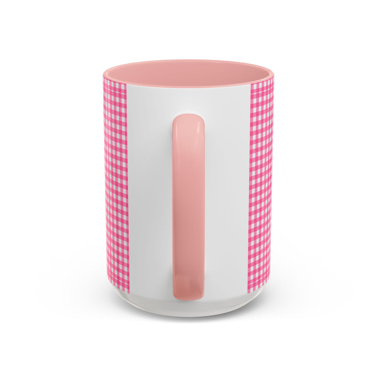 Pink Gingham Accent Coffee Mug, Cute Kitchen Decor, Gift for Coffee Lovers, Home Office Mug, Spring and Summer Vibes