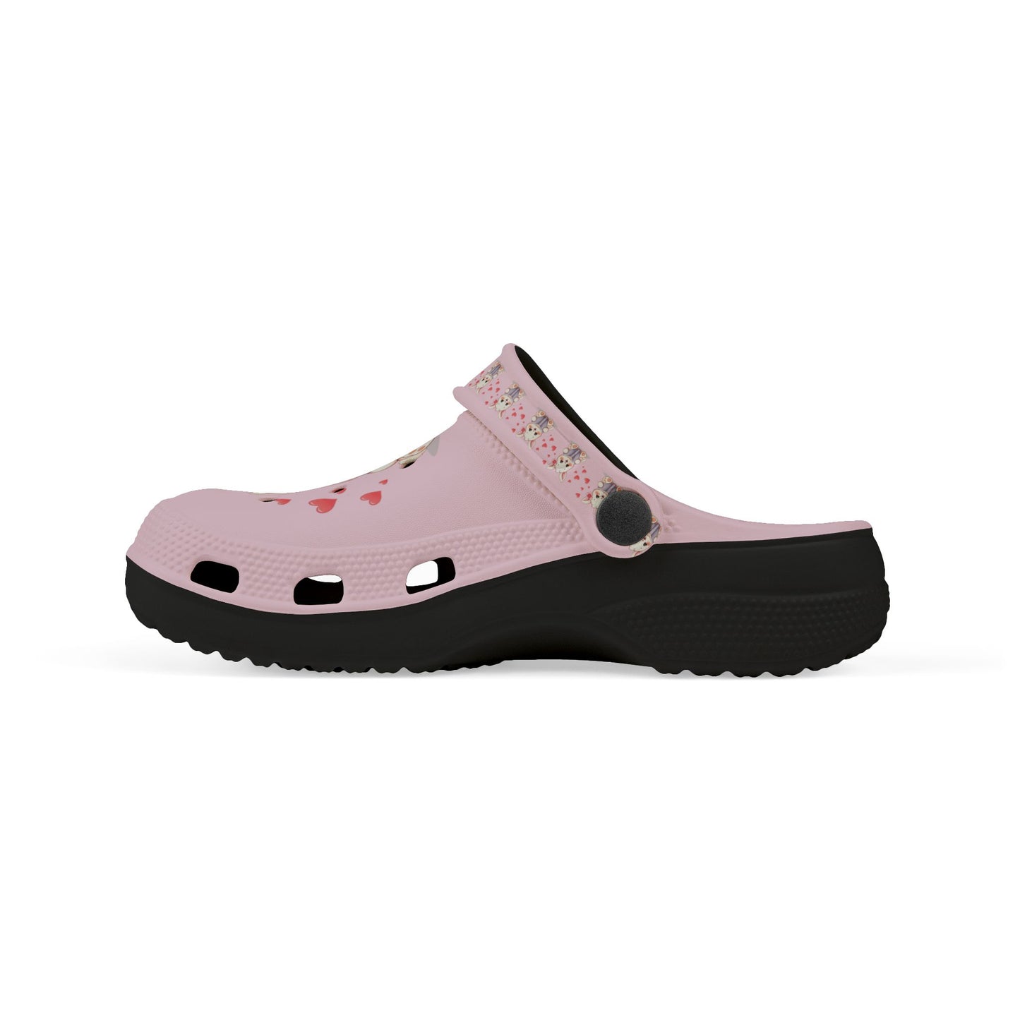 Kids Pink Bunny Clogs — Cute EVA Foam Slip-On Shoes with Hearts