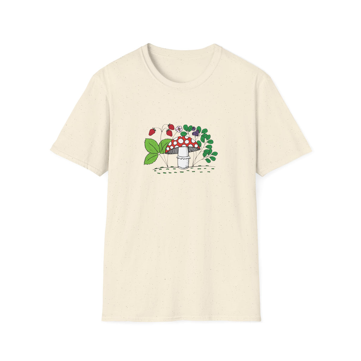 Whimsical Mushroom T-Shirt for Nature Lovers, Casual Tees, Gift for Gardeners, Unisex Softstyle Shirt, Eco-Friendly Apparel