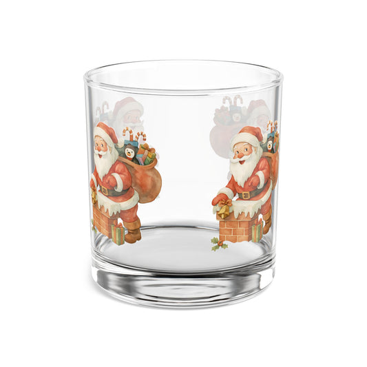 Festive Santa Rocks Glass, Perfect for Holiday Gatherings, Christmas Cheer, Unique Gift for Loved Ones, Cocktail Enthusiasts, 10oz Capacity