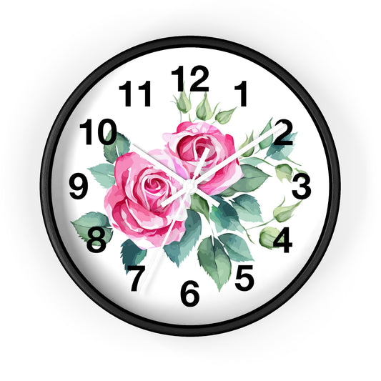 Floral Rose Wall Clock, Elegant Home Decor