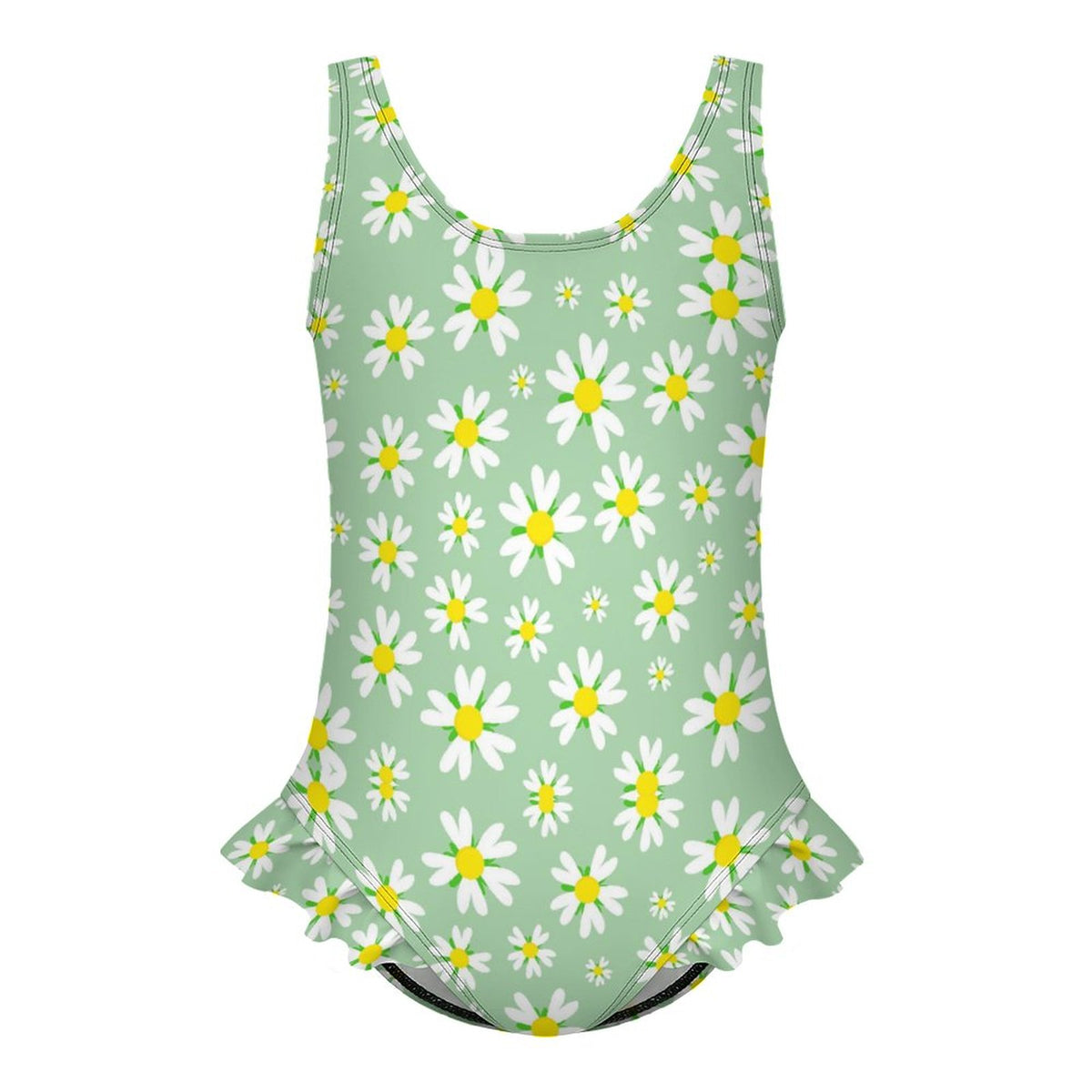 Girls Ruffle Trim One Piece Swimwear