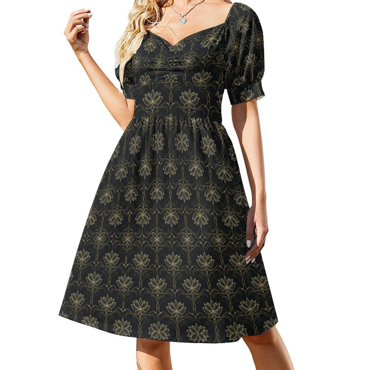 Short Sleeve V Neck Lovely Dress