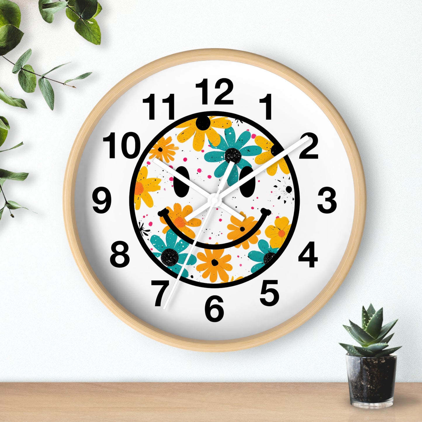 Floral Smile Wall Clock — Cheerful Daisy Face Home Decor