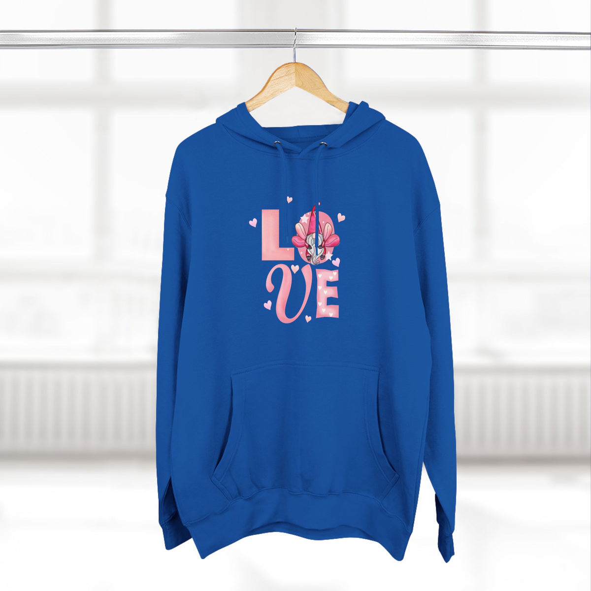 Love Blossom Hoodie — Pink Floral "LOVE" Graphic Fleece Hoodie