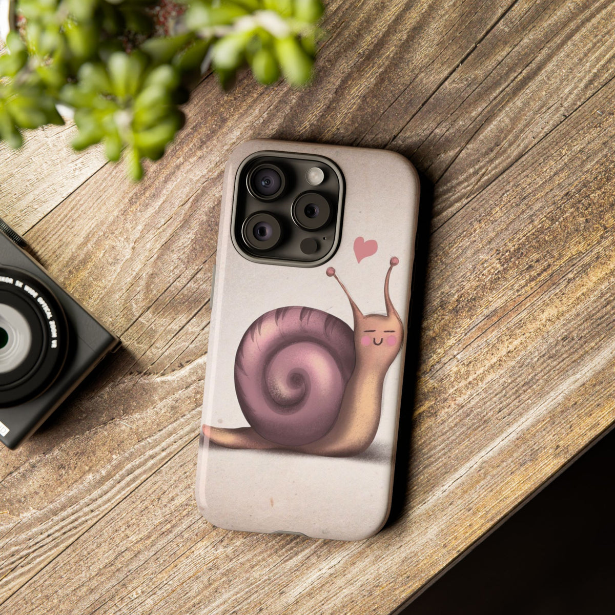 Cute Snail Phone Case — Pink Heart Cartoon Protective iPhone Cover