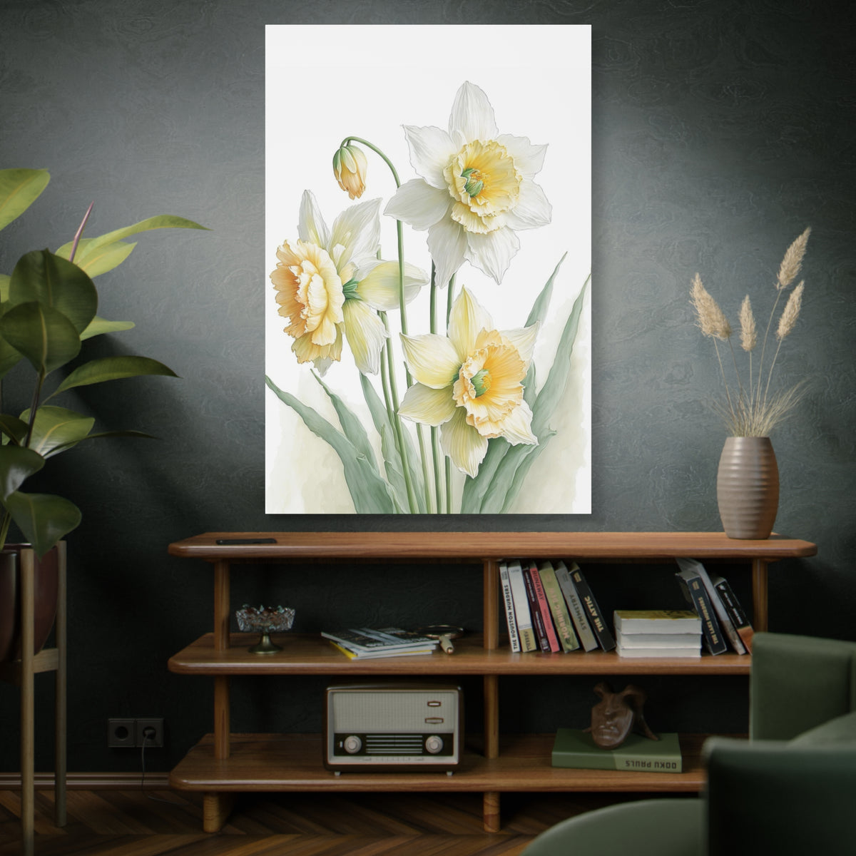 Matte Canvas, Stretched, 1.25" beautiful flowers white and yellow.