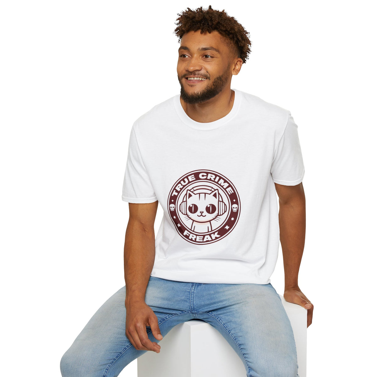 True Crime Freak Cat T-Shirt – Cute Kitty Badge Tee for True Crime Fans