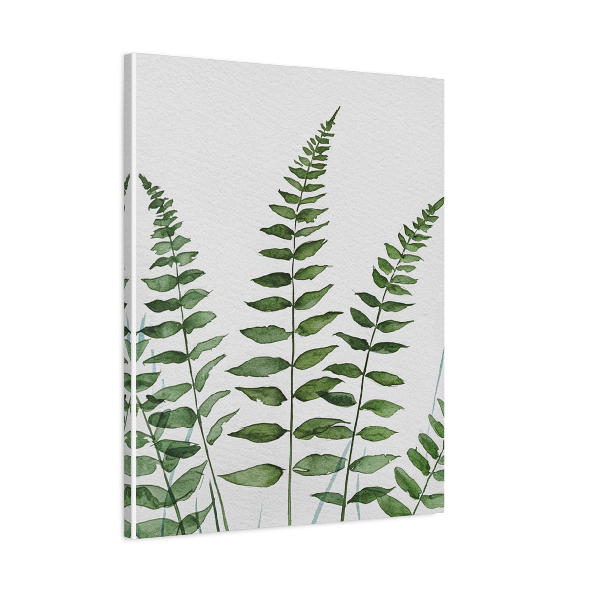 Fern Watercolor Canvas Art – Botanical Matte Stretched Wall Print