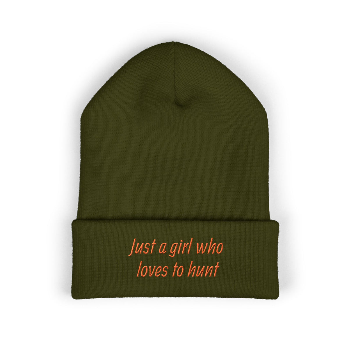 Hunting Enthusiast Beanie - "Just a Girl Who Loves to Hunt" Embroidered Cuffed Beanie