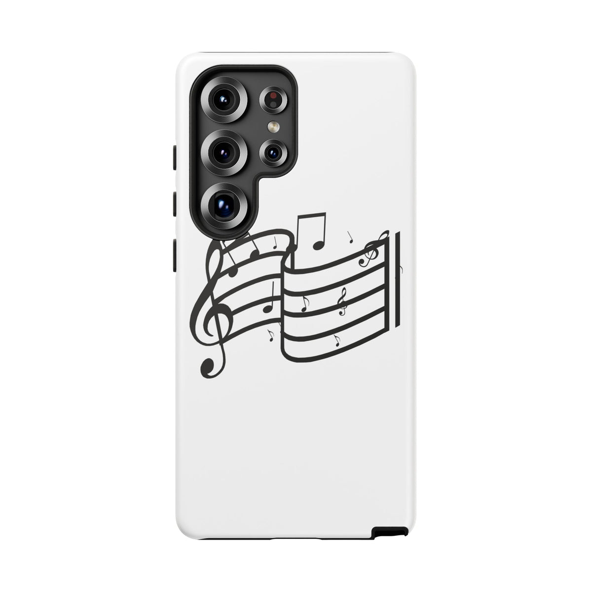 Musical Notes Phone Case — Black Treble Clef Music Staff Tough Case