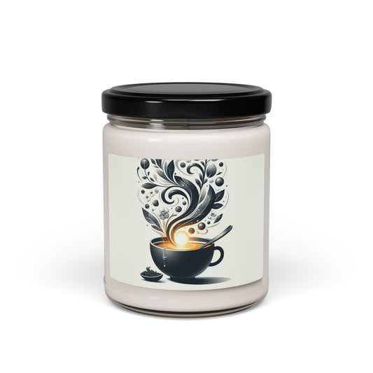 Coffee Cup Soy Candle — 9oz Scented Jar Candle with Whimsical Steam Design