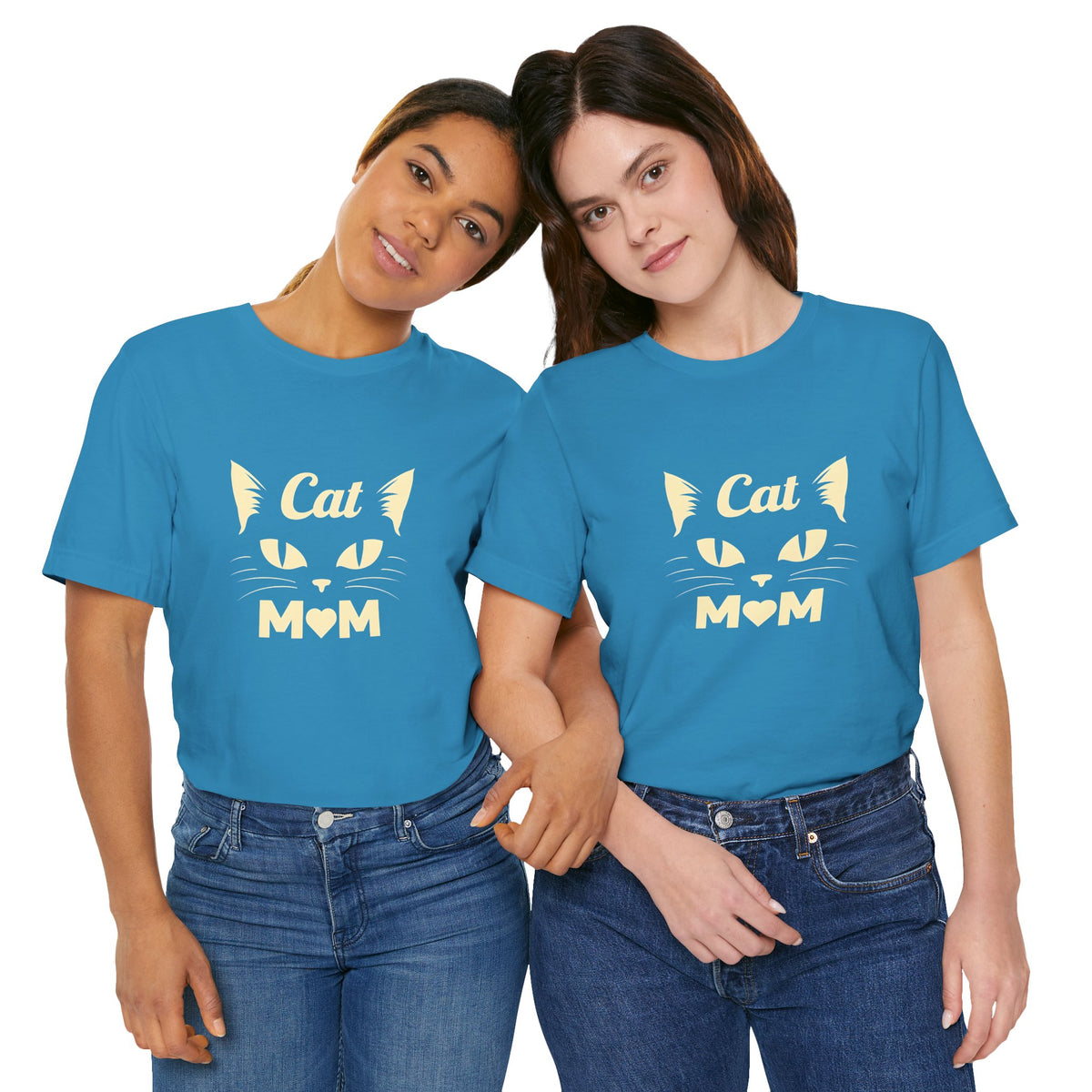 Cat Mom T-Shirt — Cute Cat Face Graphic Tee for Cat Lovers