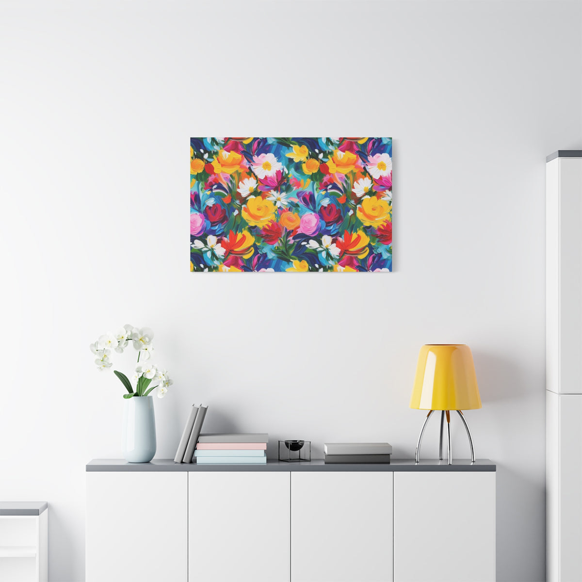 Vibrant Floral Matte Canvas Wall Art — Colorful Garden Print, Stretched 1.25"