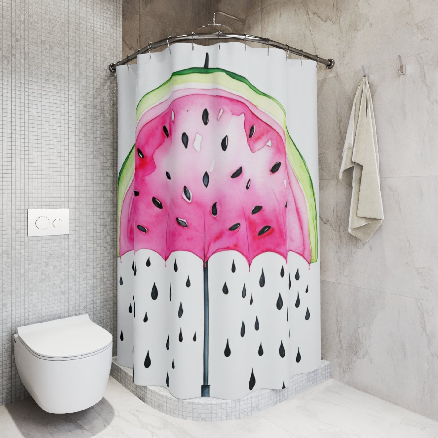 Watermelon Slice Shower Curtain — Bright Summer Fruit Bath Decor