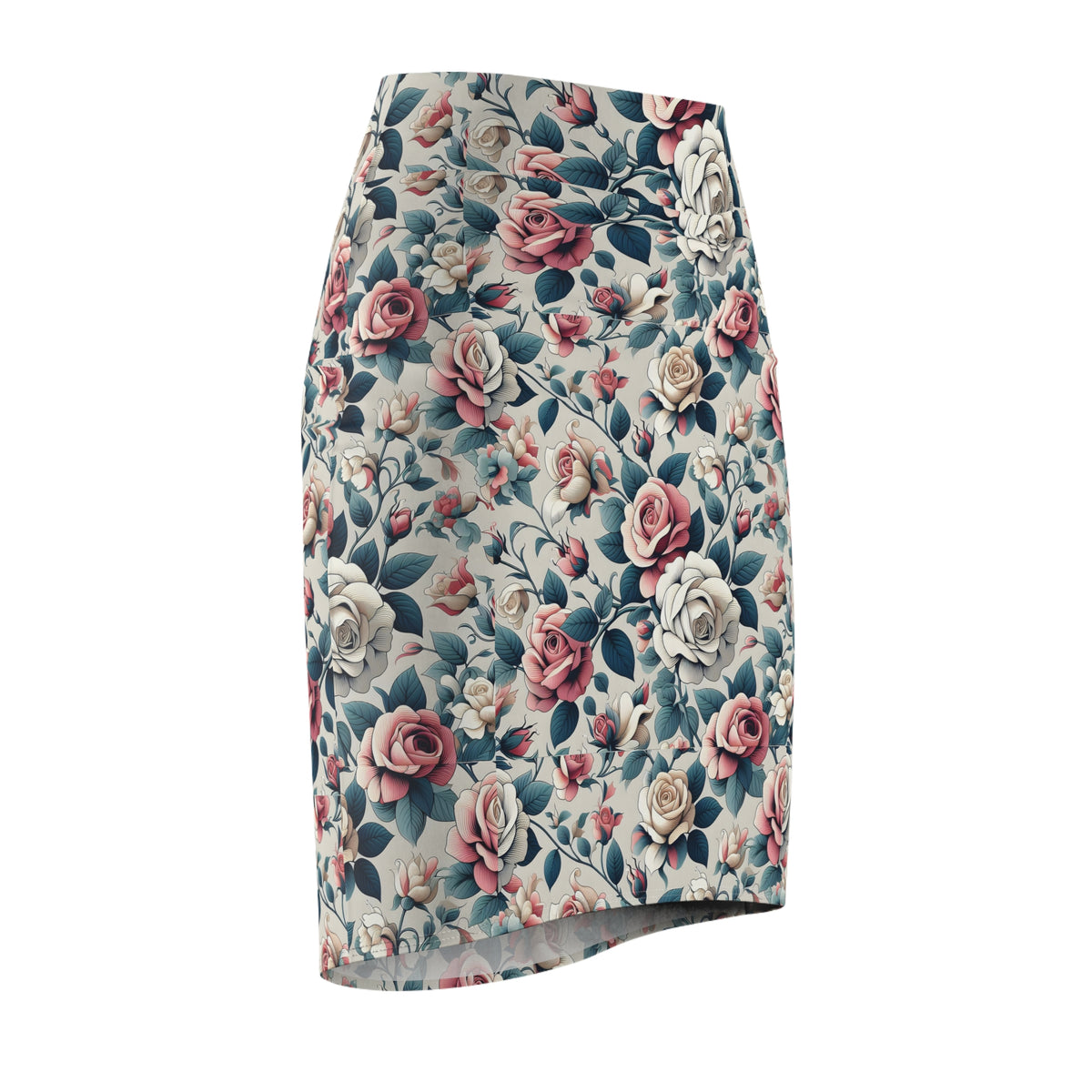 Floral Vintage Rose Pencil Skirt — Pastel
