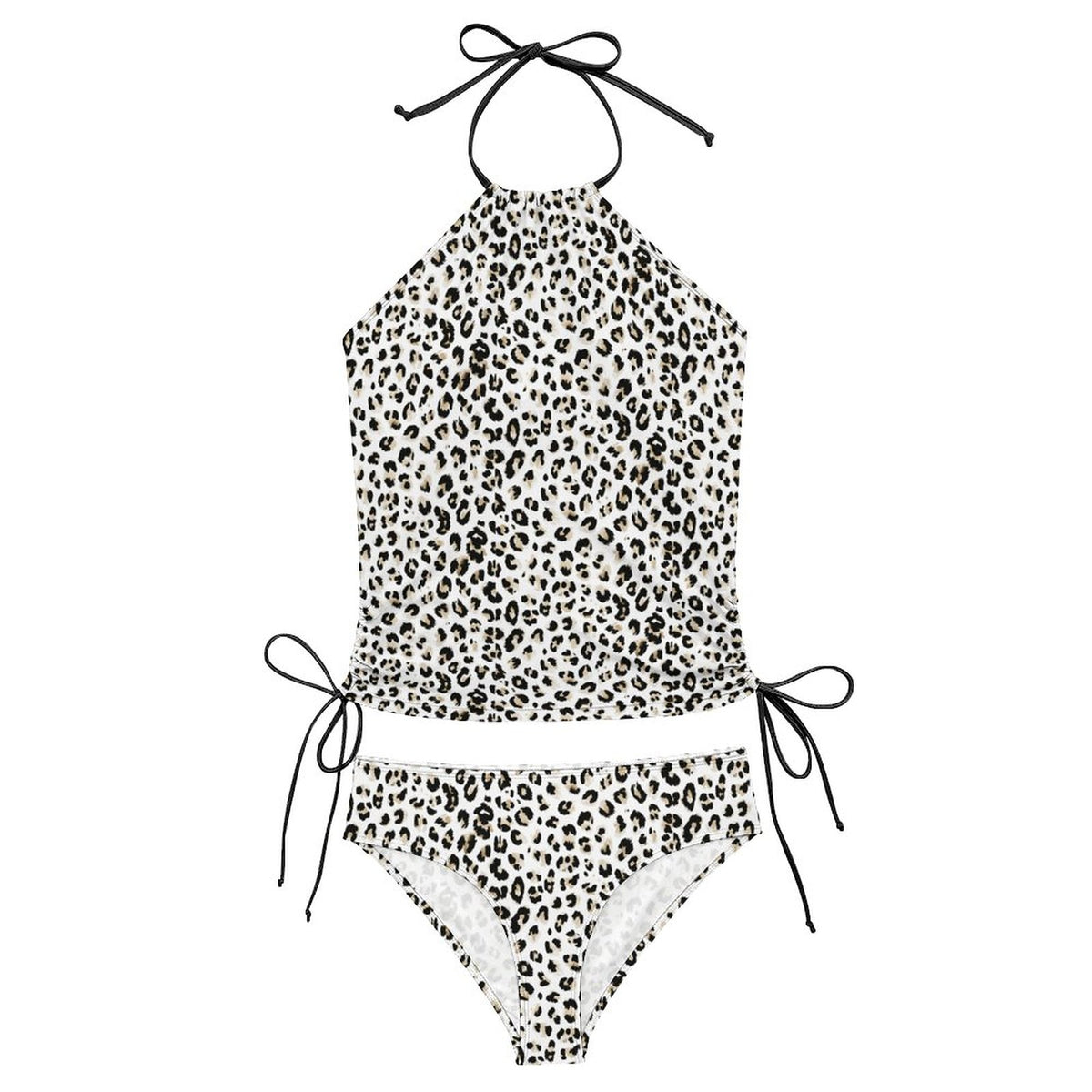 2-Piece Women's Tankini Set with High Neck Halter Top