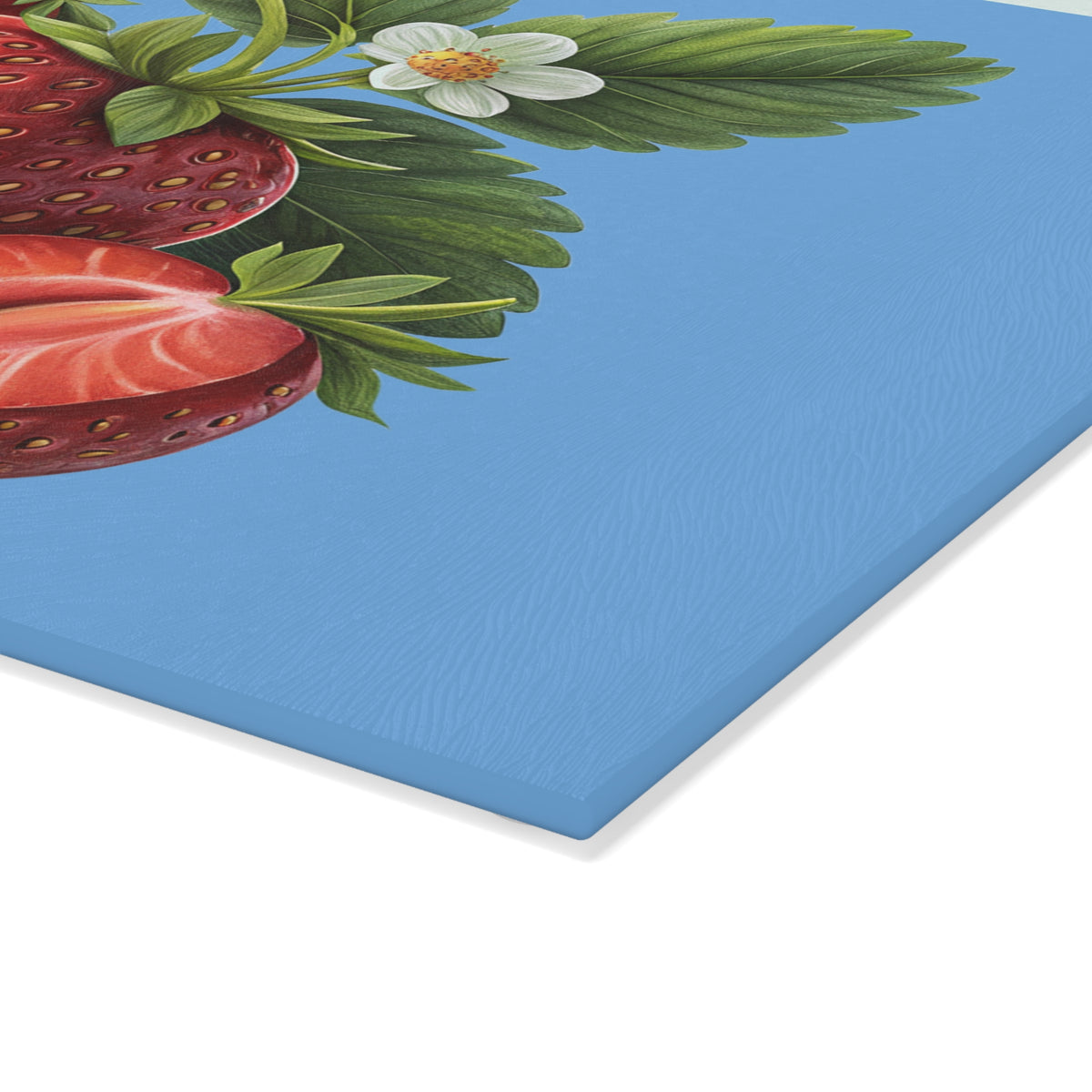 Strawberry Glass Cutting Board, Kitchen Decor, Farmhouse Style, Gift for Chefs