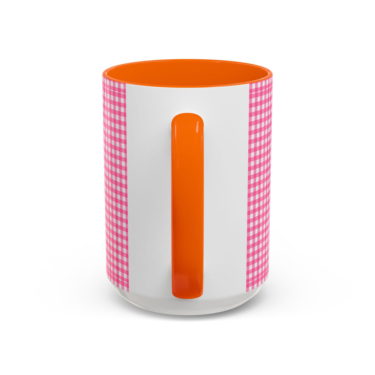 Pink Gingham Accent Coffee Mug, Cute Kitchen Decor, Gift for Coffee Lovers, Home Office Mug, Spring and Summer Vibes