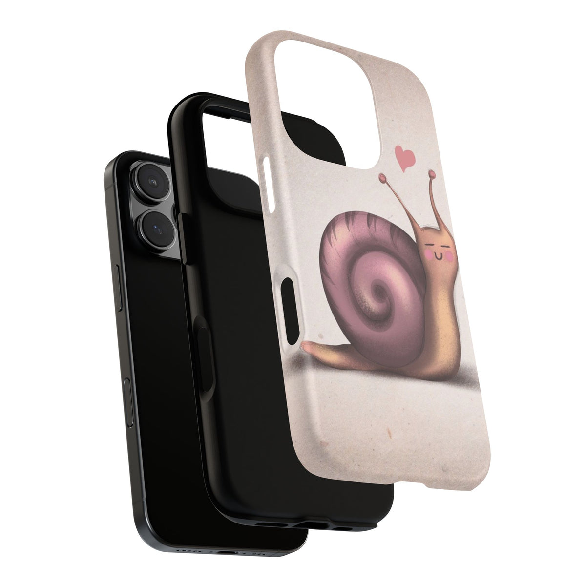 Cute Snail Phone Case — Pink Heart Cartoon Protective iPhone Cover